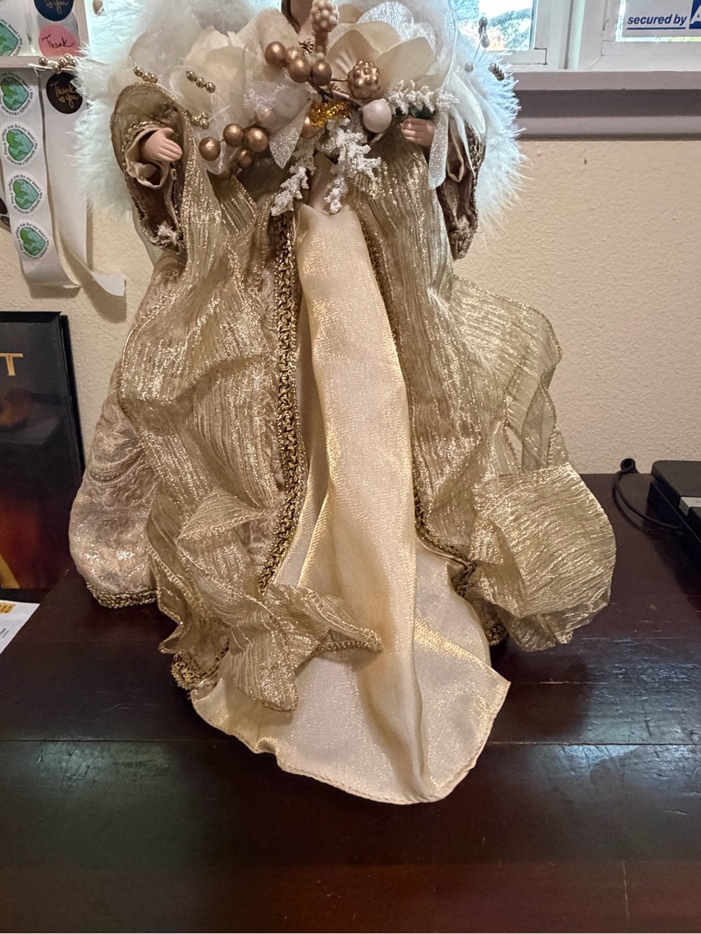 Vintage Angel Christmas Tree Topper Gold 20 Inches Tall - Picture 4 of 11